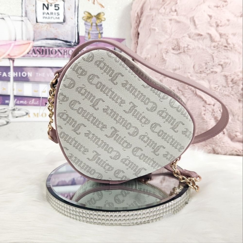 {Juicy Couture} White and Pink Heart Crossbody Purse - Picture 2 of 6